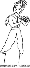 illustration China fairy delivering food