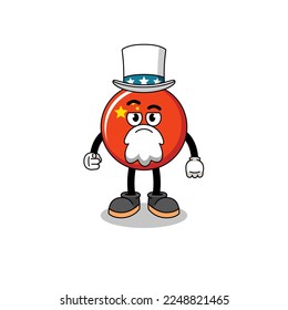Illustration of china flag cartoon with i want you gesture , character design