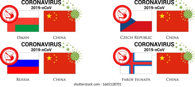 Ilustración de la bandera china con gérmenes o virus (coronavirus o covid-19) y mascarilla respiratoria. 