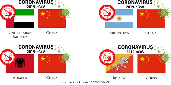 Illustration of  china flag with germs or virus (coronavirus or covid-19) and respiratory masker. 