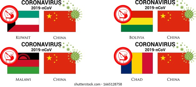Illustration of  china flag with germs or virus (coronavirus or covid-19) and respiratory masker. 