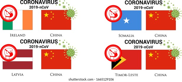 Illustration of  china flag with germs or virus (coronavirus or covid-19) and respiratory masker. 