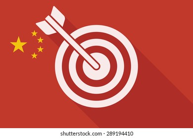 Illustration of a China long shadow flag with a dart board