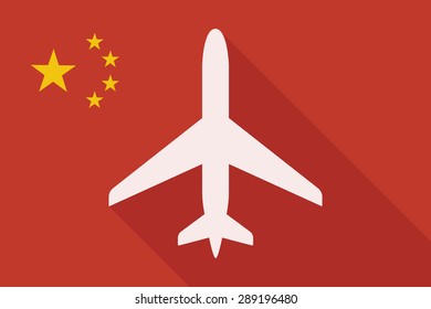 Illustration of a China long shadow flag with a plane