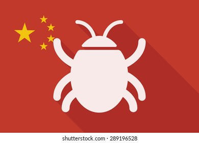 Illustration of a China long shadow flag with a bug