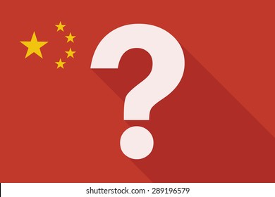 Illustration of a China long shadow flag with a question sign