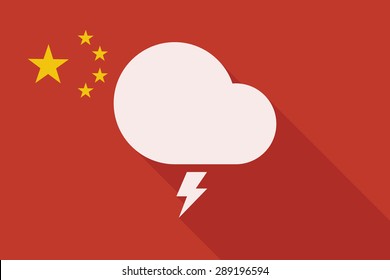 Illustration of a China long shadow flag with a stormy cloud
