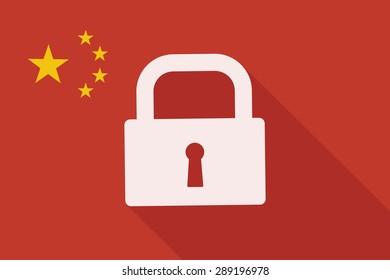 Illustration of a China long shadow flag with a lock pad