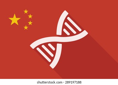 Illustration of a China long shadow flag with a DNA sign
