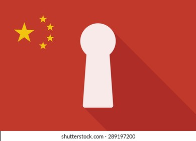 Illustration of a China long shadow flag with a key