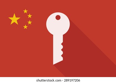 Illustration of a China long shadow flag with a key
