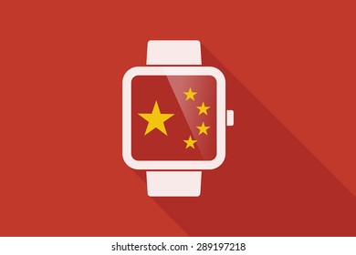 Illustration of a China long shadow flag with a smart watch