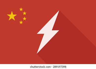 Illustration of a China long shadow flag with a lightning