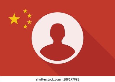 Illustration of a China long shadow flag with a male avatar