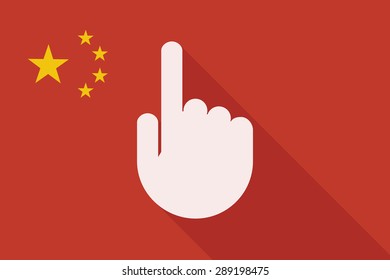 Illustration of a China long shadow flag with a pointing hand