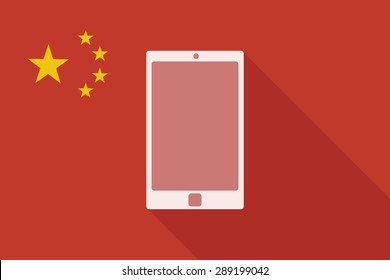 Illustration of a China long shadow flag with a smart phone