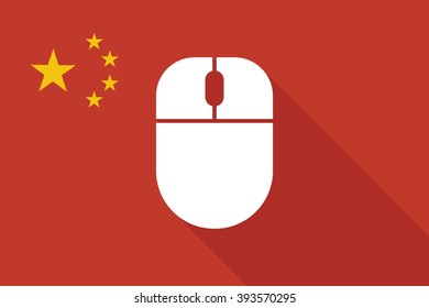 Illustration of a China long shadow flag with a wireless mouse