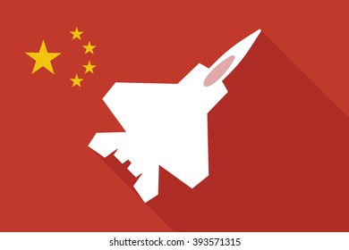 Illustration of a China long shadow flag with a combat plane