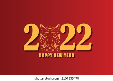 Illustration of chines new year 2022, red background, tiger zodiac, template, poster