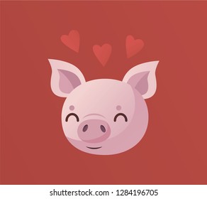 Illustration of a chinese calendar new year 2019 symbol done in traditional chinese colors with a 