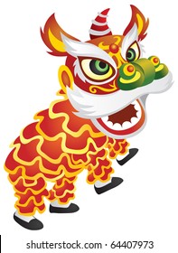 Illustration of a chinese dragon dragon dance performance.