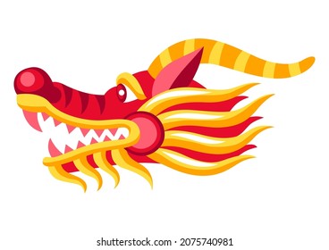 Illustration of Chinese dragon head. Asian tradition symbol.