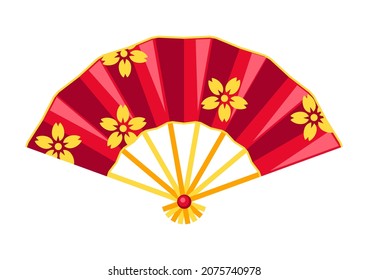 Illustration of Chinese fan. Asian tradition New Year symbol.