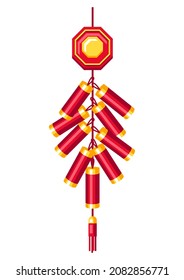 Illustration of Chinese fireworks. Asian tradition New Year symbol.