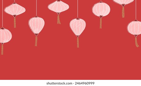 Illustration of Chinese lanterns lined up as a background