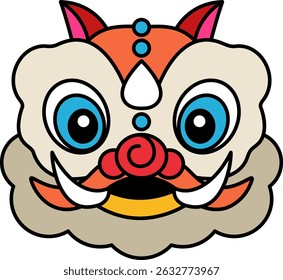 illustration of chinese lion dance mask