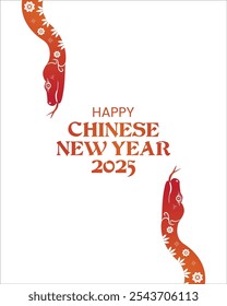 Illustration of the Chinese New Year holiday, the year of the golden snake, in the typical Chinese red color