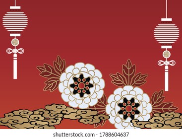Illustration of Chinese New Year style"flower and lantern".
Background material"Chinese Spring festival".
