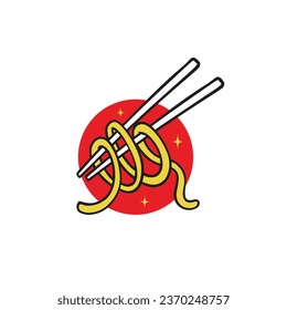 illustration chinese noodle chopsticks logo template