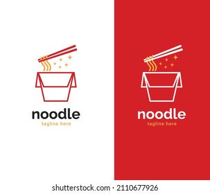 illustration Chinese noodles in a box logo