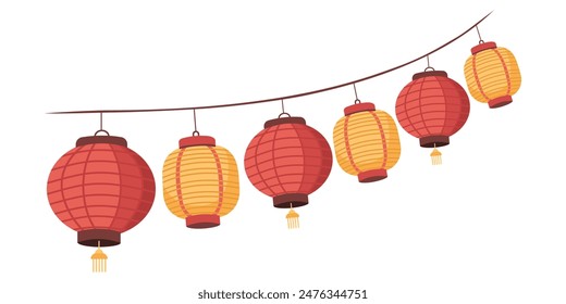 Illustration of a Chinese paper lantern isolated on a white background.