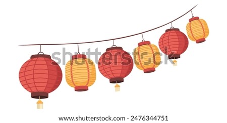 Illustration of a Chinese paper lantern isolated on a white background.