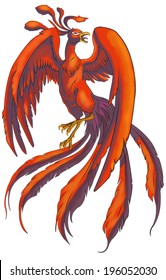 Illustration of Chinese Phoenix bird from China mythical traditional legendary monster beast in isolated background, create by vector