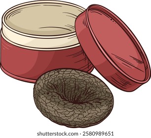 illustration with chinese tea  Puer  on wooden stand 