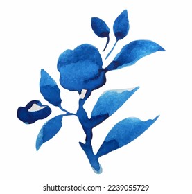 illustration chinese watercolor painting with flowers