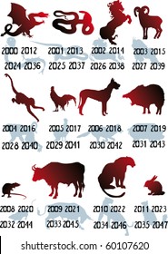 illustration with chinese year symbols collection