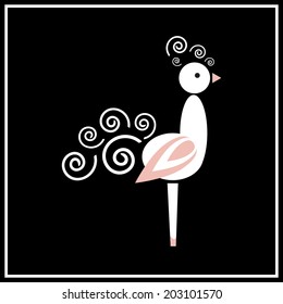 Illustration of chinese zodiac sign Cock on the black background