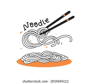 illustration chinnese noodle, ramen, pasta doodle