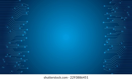 Illustration of chip. Blue vector technology background