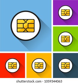 Illustration of chip icons with long shadow