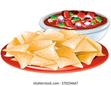 Illustration of chips and salsa