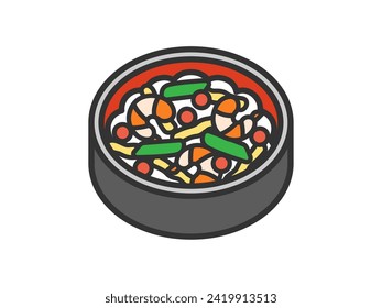 Illustration of Chirashizushi icon (color line drawing) for Doll's Festival.
