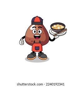 Illustration of choco chip as an asian chef , character design