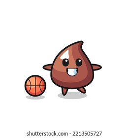 Illustration of choco chip cartoon is playing basketball , cute design