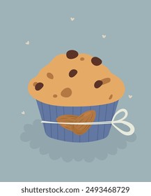 Ilustración con Chocolate y Almendra en Muffin