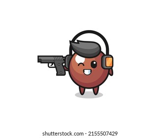 ilustración de dibujos animados de bola de chocolate haciendo tiro al campo , diseño bonito